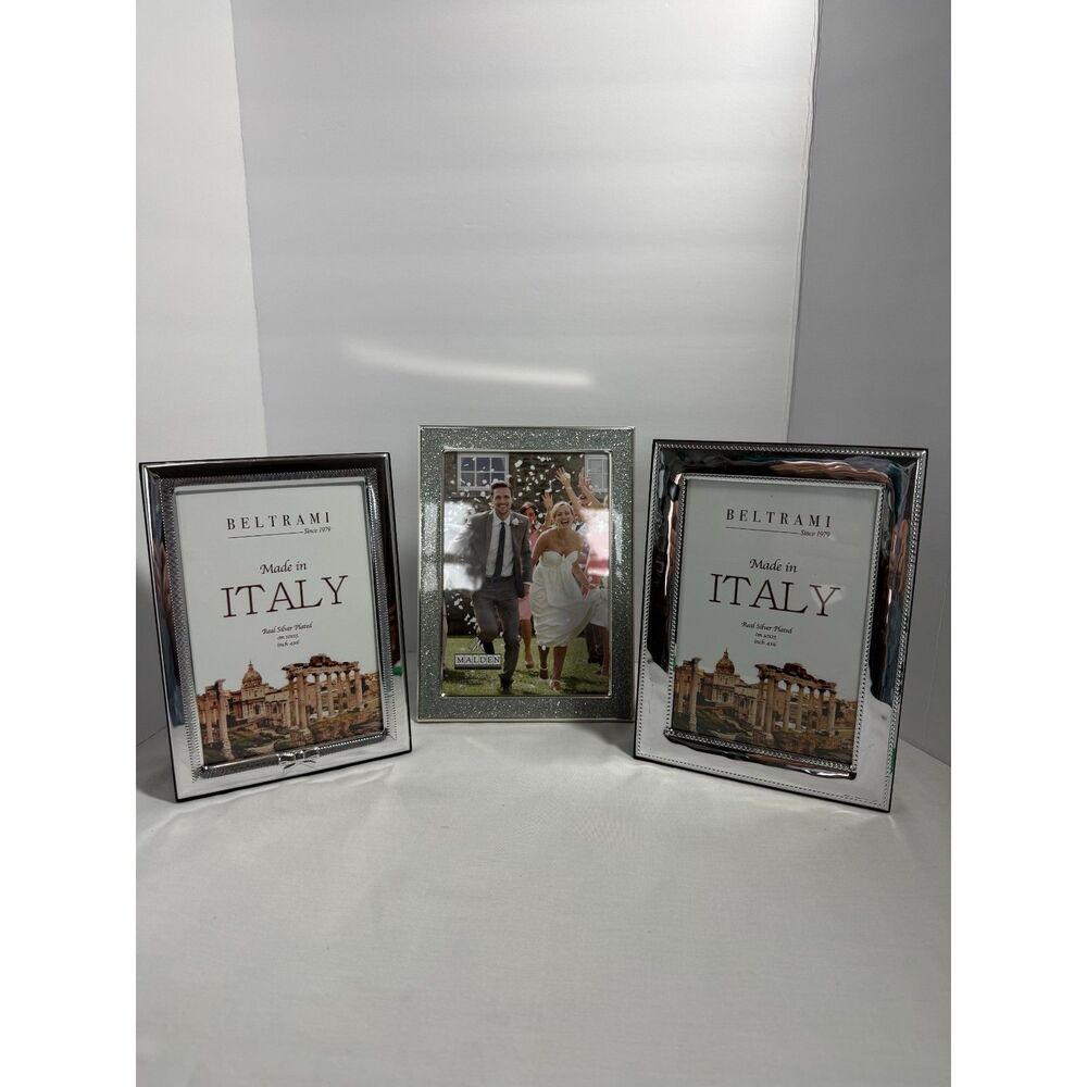 Two Beltrami Real silver Plated frames made in Italy and one Malden Glittery New